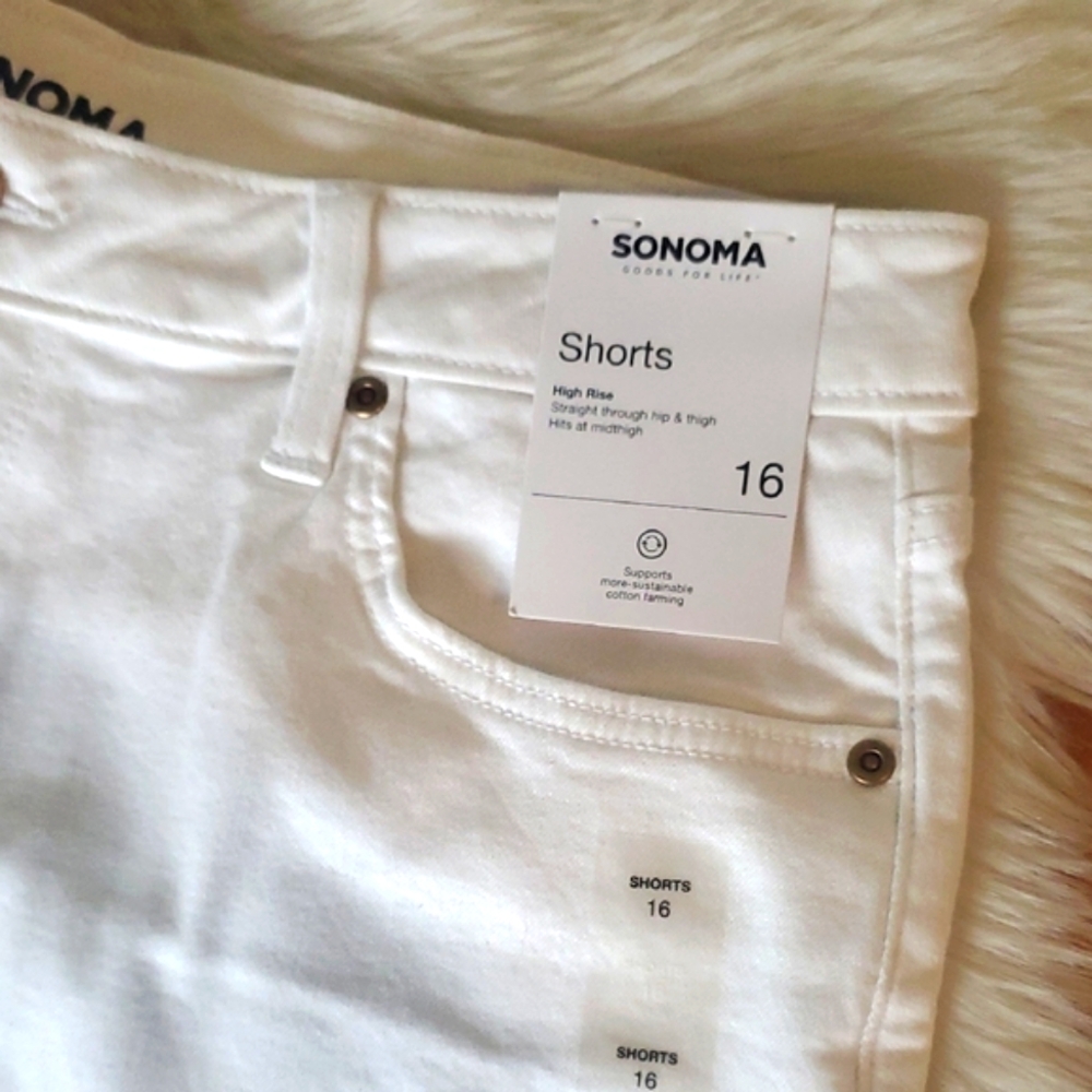 Nwt Sonoma Women's White Denim High Rise Shorts 16 - Picture 3 of 6